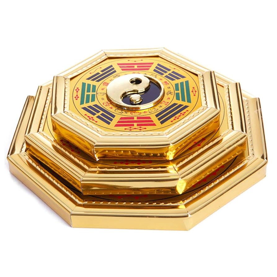 【開運・縁起物】金色 陰陽太極図 十二支 彫刻置物（袋・台座付）中国山東省希少品 Amazon.co.jp: 陰陽八卦鏡 風水アイテム 太極鏡 十二支 開運
